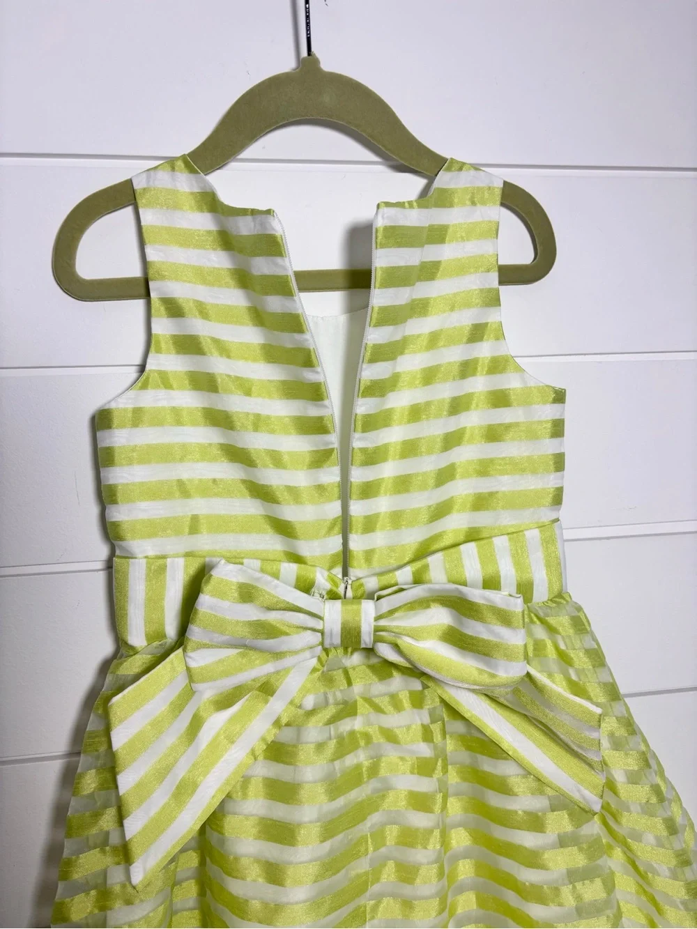 Gymboree Lime Green & White Striped Sleeveless Fit-and-Flare Dress
